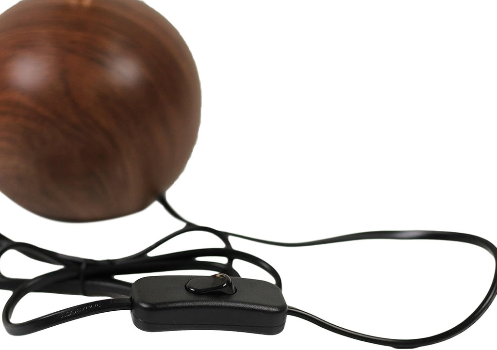 Velvero Ceramic Globe Table Lamp – Walnut Base, Beige Shade