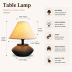 Velvero Farmhouse Ceramic Table Lamp – Black Base, Linen Shade