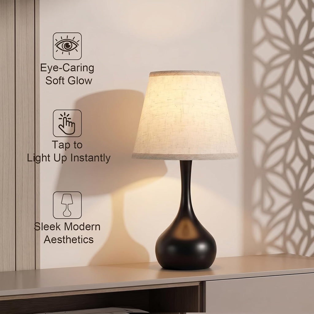 Velvero Touch Bedside Table Lamp – 3-Way Dimmable with Fabric Shade
