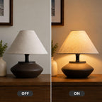 Velvero Farmhouse Ceramic Table Lamp – Black Base, Linen Shade