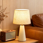 Velvero Modern Bedside Table Lamp – Linen Shade, Black Metal Base