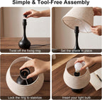 Velvero Touch Bedside Table Lamp – 3-Way Dimmable with Fabric Shade