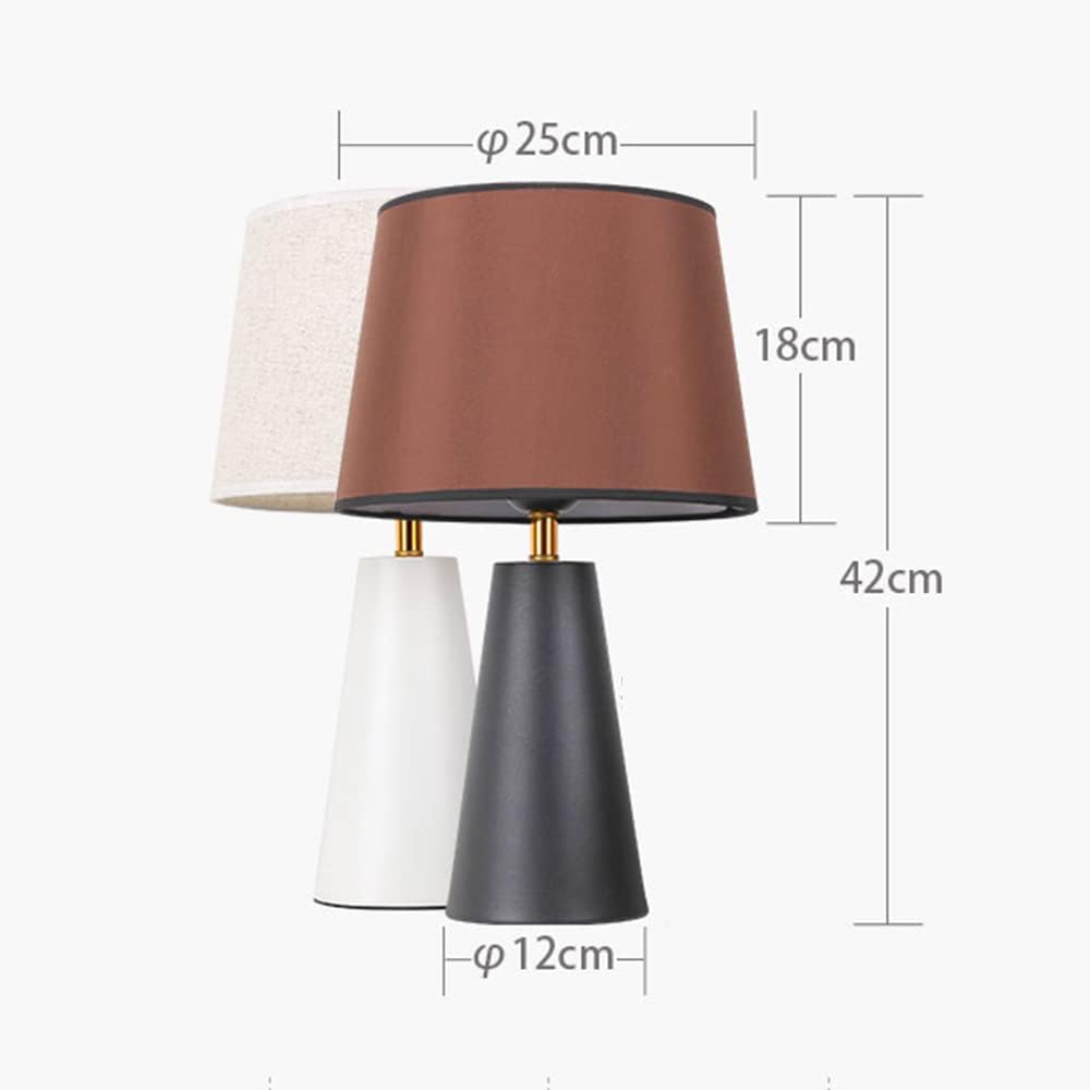 Velvero Modern Bedside Table Lamp – Linen Shade, Black Metal Base